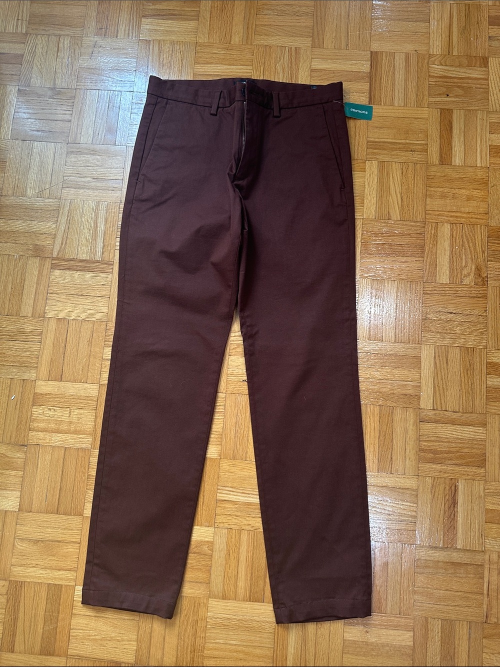 Theory Men's Maroon Stretch Chinos